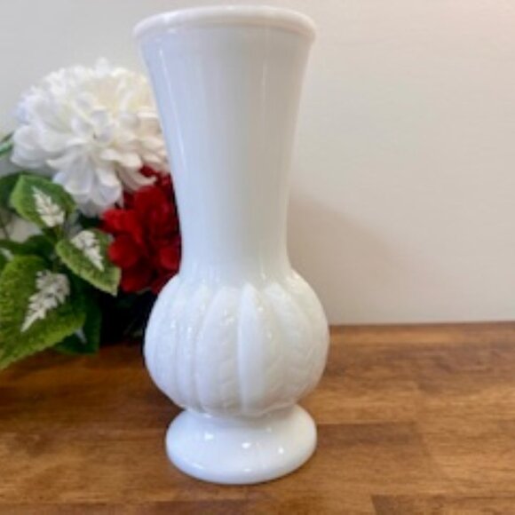 Randall Milk Glass Feather Vase‎ Vintage Bud Vase White Glass - Picture 2 of 7